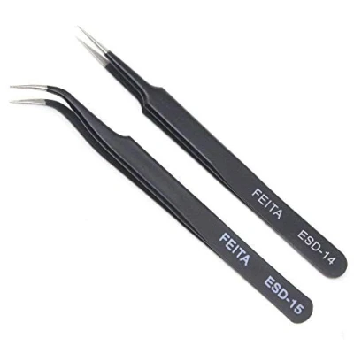 Image de Feita Lot de 2 pinces à épiler haute précision pour extensions cils Pince professionnelle pointe fine droite et biseautée Noir articles