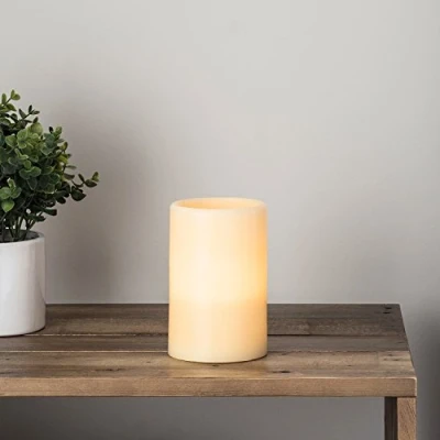Image de Lights4fun Bougie Pilier LED en Cire Véritable à Piles avec Programmateur, 15cm