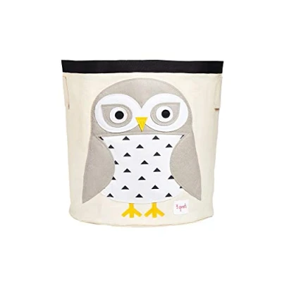 Image de 3 Sprouts Panier Rangement Enfant, Grand de pour Jouets, à Linge Bébé, Chouette Des Neiges