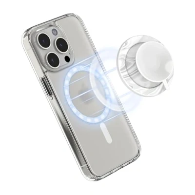 Image de PROfezzion Support de Téléphone àVentouse pour Miroir, Carrelage en Verre, Surface Non Rugueuse iPhone 16 Plus Pro Max 15 14 13 12 et Tous Les Téléphones Makeup Selfie Video (Blanc)