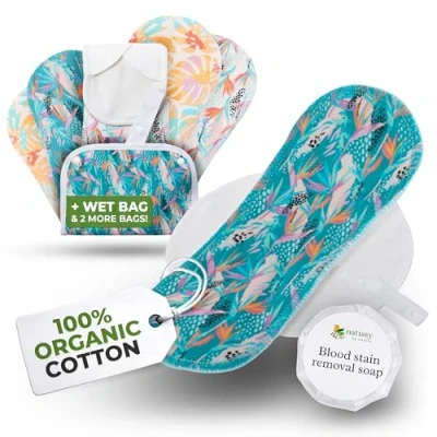 Image de ÉcoConfort Serviettes Hygiéniques Lavables Bio en Coton pour Flux Léger (S+M, x6); FABRIQUÉES UE, Protection Menstruelle Réutilisable, Lavable à Haute T, Douce et Non Irritante Femmes &amp; Ados