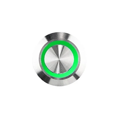 Image de HUBER LED Bouton de sonnette en acier inoxydable interrupteur sonnette, couleur claire vert, IP65, rond
