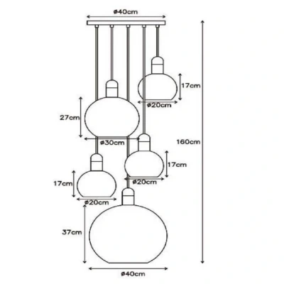 Image de Lucide Suspension Julius, à 5 lampes, opale