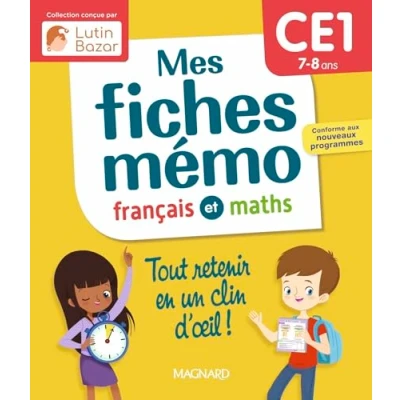 Image de Mes fiches mémo Français et Maths CE1: Une collection conçue par Lutin Bazar Tout retenir en un clin d&#039;oeil