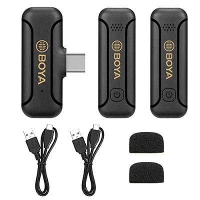 Image de BOYA Double Microphone Lavalier sans Fil pour Appareils USB C, BY WM3T2 U2 Système de à Main Enregistrement, Diffusion en Direct, YouTube, TikTok, Facebook, Réduction du Bruit