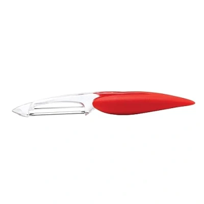 Image de MASTRAD F20545 Eplucheurs Peaux Fines Et Délicates Utilisation Simple Gamme Elios Double Tranchant Dentelée Lame INOX Ambidextre Compatible Lave Vaisselle Rouge, 75x20x200