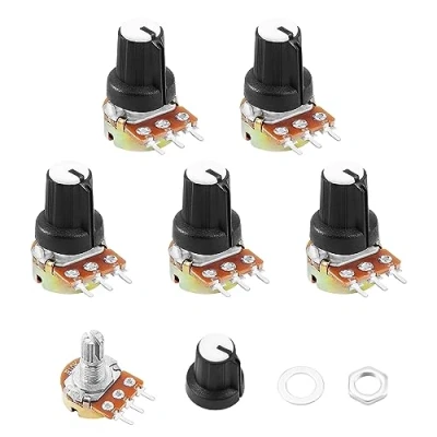 Image de HSEAMALL 5PCS Potentiomètre Rotatif 10K OHM linéaire 3 avec écrous et rondelle