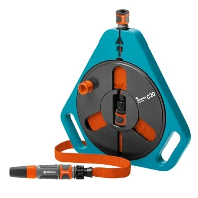 Image de Gardena tuyau plat roll fix Classic 20 en boîtier enrouleur : compact avec (Ø 12 mm dans le boîtier), dispositif de sécurité automatique, lance et raccords inclus (757 20)