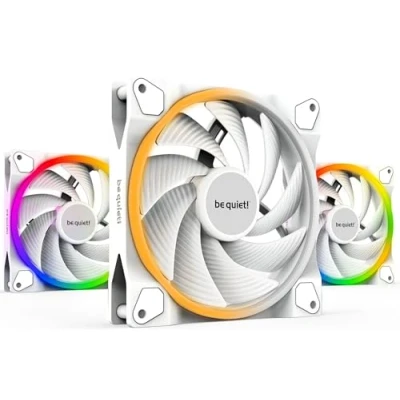 Image de be quiet! Light Wings 140 mm PWM high speed White ventilateur, inclut 3 ventilateurs, superbes couleurs et effets ARGB, éclairage additionnel à l’arrière, équipé d’un hub 9 pales optimisées