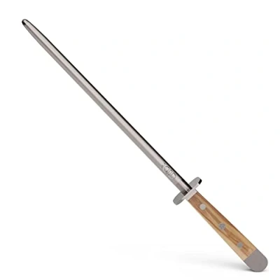 Image de Güde Solingen Acier à aiguiser forgé, 26 cm, Bois d&#039;olivier, Alpha Olive Double Crop, fabriqué la Main en Allemagne