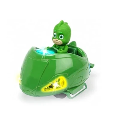Image de Dickie Toys PJ Masks Mission Racer Gekko Die Cast Véhicule avec Roue Libre, lumière et Son, Joue la mélodie des titres de série, Figurine Gecko, 12 cm, Vert, Piles incluses