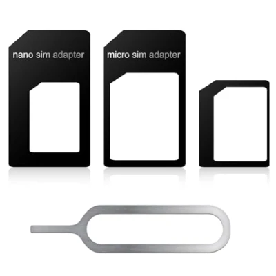 Image de Adaptateur de Carte pour Nano SIM 3 en 1, SIM, Micro Standard téléphone Portable+Epingle d&#039;ejection Noir