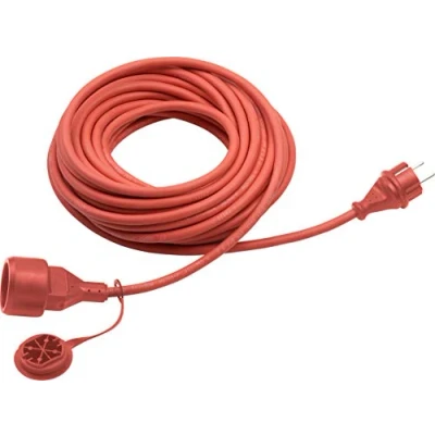 Image de Meister 7435070 IP44 Rallonge en caoutchouc avec prise de terre pour extérieur 10 m rouge