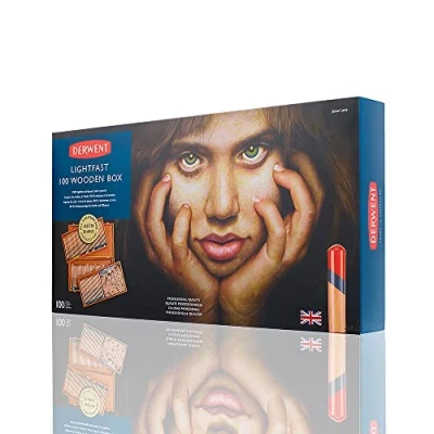 Image de Derwent Lightfast Set de 100 Crayons Couleur, Coffret Cadeau en Bois, Mines Rondes Solides 4 mm, Texture Crémeuse, pour Dessin &amp; Coloriage, Qualité Professionnelle (2305693)