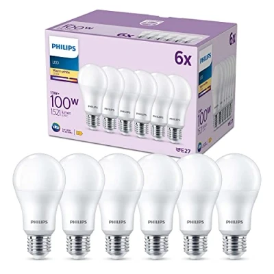 Image de Philips pack de 6 ampoules LED E27, 100W, blanc chaud