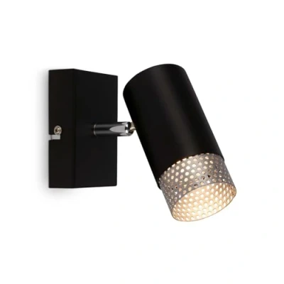 Image de BRILONER Lampe de lecture, Applique intérieure, Lampe, Abat jour Grille, Pivotante, salon, Noir chrome