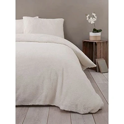 Image de Rapport Home Parure de lit Luxueuse Super Douce et Chaude Motif Ours en Peluche Crème Double