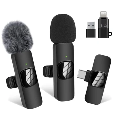 Image de Jsdoin microphones sans fil pour iPhone iPad, 2 mini cravate USB C iPhone/iOS/Android/PC/ordinateur portable, enregistrement vidéo/vapeur en direct/entretien/TikTok/YouTube