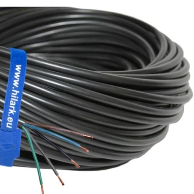 Image de Hilark Câble 5 fils 2,5 mm2 H05VV F 5x2,5 OWY (5g2,5 mm2) (50m, Noir)