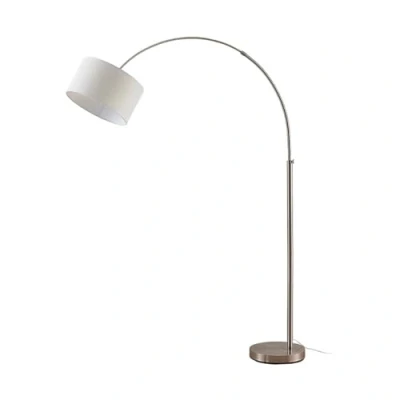 Image de Lindby Lampadaire arqué Railyn, abat jour blanc ancien