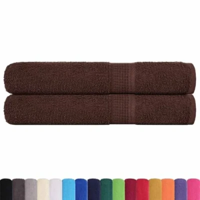 Image de vidaXL Serviettes de Sauna 2 pcs Marron 80x200 cm 360 g/m² 100% Coton