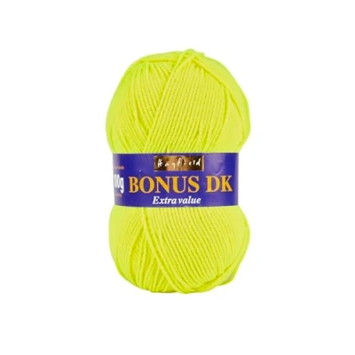 Image de Sirdar Hayfield Bonus DK Double fil à tricoter Jaune fluo (550) 100 g