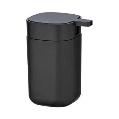 Image de WENKO Distributeur de Savon Davos Rechargeable Accessoire Salle Bain au Design Tendance pour Savon, crème ou Liquide Vaisselle sans BPA 350 ML 9,8x13x7,8cm Noir Mat