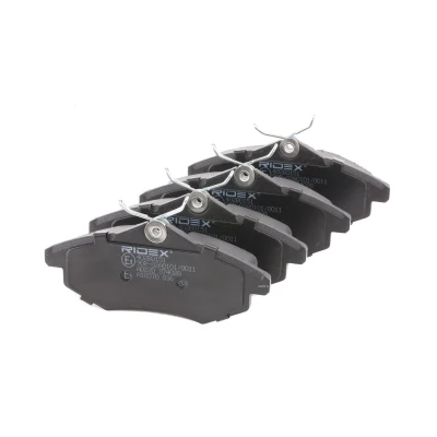 Image de RIDEX 402B0151 Jeu de plaquettes frein Essieu avant contact signal d&#039;usure exclu avec tôle anti bruit ressort CITROËN: C3 I 3/5 portes
