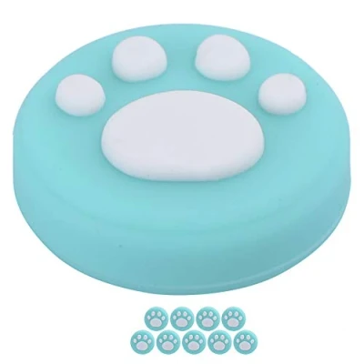 Image de Poignées de Pouce Griffe Chat Couverture en Silicone Souple pour contrôleur Joy Con 10 pièces Capuchon à Bascule Manette Universel Nintendo Switch &amp; Lite(Patte Blanche sur Vert)