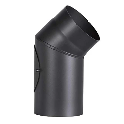 Image de FireFix 4030/H R150/B4 Tuyau de cheminée Senotherm en Acier 2 mm diamètre 150 Noir 45 degrés avec Porte Nettoyage,