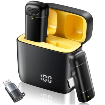 Image de VOVIGGOL Micro Cravate sans Fil pour iPhone iPad Android avec étui de Charge 400mAh, Plug&amp;Play Telephone Portable Microphone Youtube, Live Stream, TikTok, Vlog, Interview