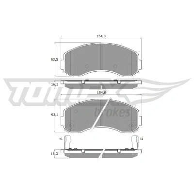 Image de TOMEX brakes TX 15 71 Jeu de plaquettes frein Essieu avant avec indicateur d&#039;usure KIA: K2500 Сamion à Plateau/Сhâssis