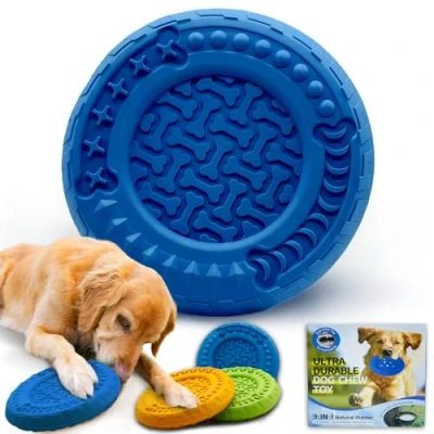 Image de TFSZE Jouet pour Chien, Chien Indestructible,Résistant à La Morsure Bâton De Nettoyage des Dents en Caoutchouc Petits Et Moyens Chiens,Jouet Mâcher Caoutchouc(Bleu)