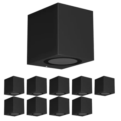 Image de ledscom.de 10 pièces Applique ALSE pour l&#039;extérieur, IP54, Downlight, noir mat, carré, 1x GU10 max. 35W