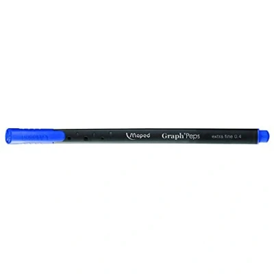 Image de Maped Feutres Graph&#039;Peps Stylos Pointe Fine 0,4 mm Douce et Résistante Confort d&#039;Écriture Dessin Boîte de 12 Bleu (Marina Blue)