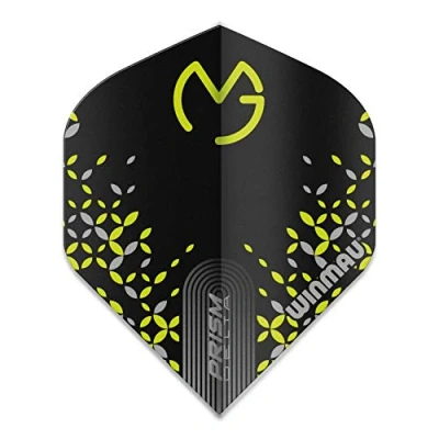 Image de WINMAU Prism Delta MvG Noir et Gris Vols de Fléchettes 1 Jeu par Paquet (3 au Total)