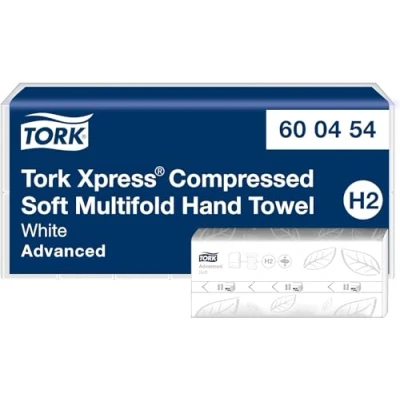 Image de Tork Xpress essuie mains interfoliés doux comprimés blancs H2, Advanced, 2 plis, pliage en M, absorbants, 6 x 200 mains, 600454