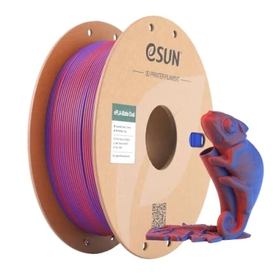 Image de eSUN Filament Mat Bicolore, PLA 1.75mm, Texture Givrée, Bobine de 1KG (2.2 LBS) d&#039;Impression 3D pour Imprimantes 3D,Rouge Bleu