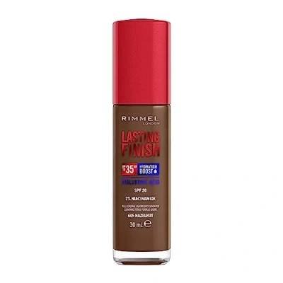 Image de Rimmel London Lasting Finish jusqu&#039;à 35h, 605 Hazelnut, fond de teint, longue tenue, hydratant, formule vegan, couvrance totale, 30 ml
