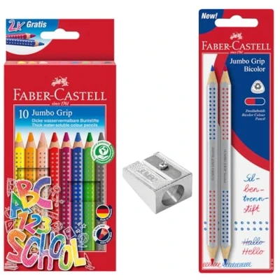 Image de FABER CASTELL 205226 Set de crayons couleur Rentrée des classes, 13 pièces, y compris taille crayon Jumbo et syllabaire