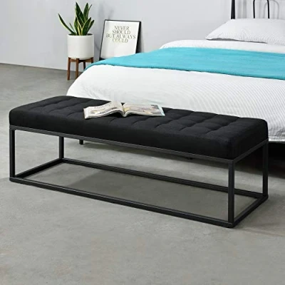 Image de pro.tec Tabouret Rembourré Banc Élégant Banquette Stylée Solide avec Pieds Métalliques Housse Textile 120 x 40 38 cm Noir