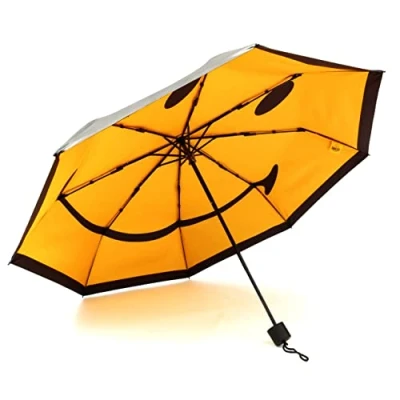 Image de Suck UK Parapluie, noir/jaune, moyen, Parapluie Smiley