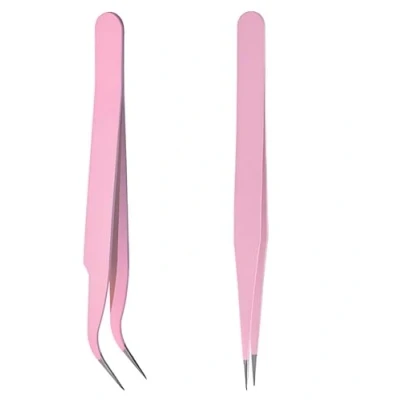 Image de YPYMOD Set De 2 pinces Précision Antistatiques Pour Ordinateur, Réparation électronique,Bijouterie, Laboratoire, Des Poils du Visage, la Barbe, les Hommes et Femmes (Set Rose)