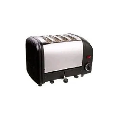 Image de Dualit 40344 Grille pain classique 4 tranches en acier inoxydable fabriquéà la main au Royaume Uni éléments Proheat remplaçables Chauffe deux ou quatre fentes, décongeler le pain, minuteur mécanique Pièces Noir