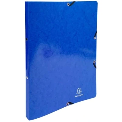 Image de Exacompta réf. 54882E 1 Classeur carte lustrée pelliculée avec élastiques 2 anneaux ronds diamètre 15mm Dos 20mm Dimensions extérieures : 32x25 cm Format à classer A4 Coloris bleu foncé