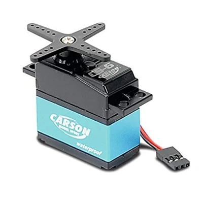 Image de Carson 500502041 CS 6 Waterproof MG / 6kg JR Accessoires pour Voitures télécommandées, étanche, servomoteur, Direction et servo puissants, modélisme, Bleu, Moyen