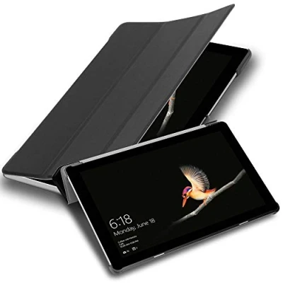 Image de Cadorabo Coque Tablette pour Microsoft Surface Go en Noir Satin Housse Protection Très Fine Similicuir Style Livre sans Auto Wake Up et Stand Horizontal
