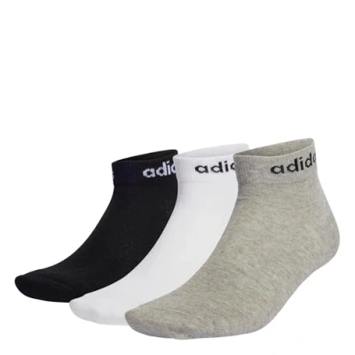 Image de adidas Mixte Calze Basse Think Linear Set Di 3 Socks, medium grey heather/white/black, XS EU