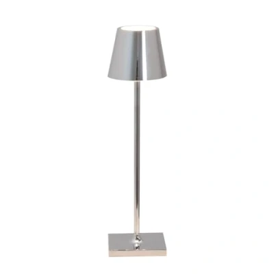 Image de Zafferano, Lampe Poldina Micro avec Finition Chrome Brillant, de Table Rechargeable et Sans Fil Contrôle Tactile, Utilisable comme d&#039;Intérieur, Dimmer 2200 3000 K, Hauteur 27,5 cm