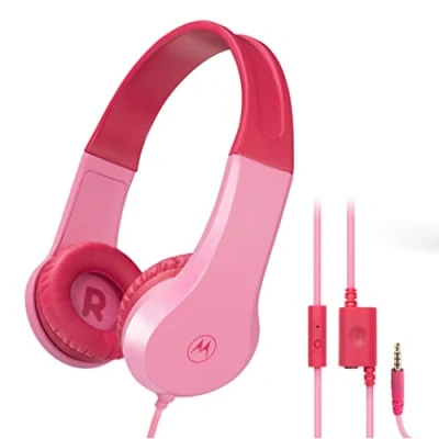 Image de Motorola Sound JR200 Casque pour Enfants avec câble limitation du Volume 85 DB répartiteur Audio sans BPA à partir de 3 Ans Rose